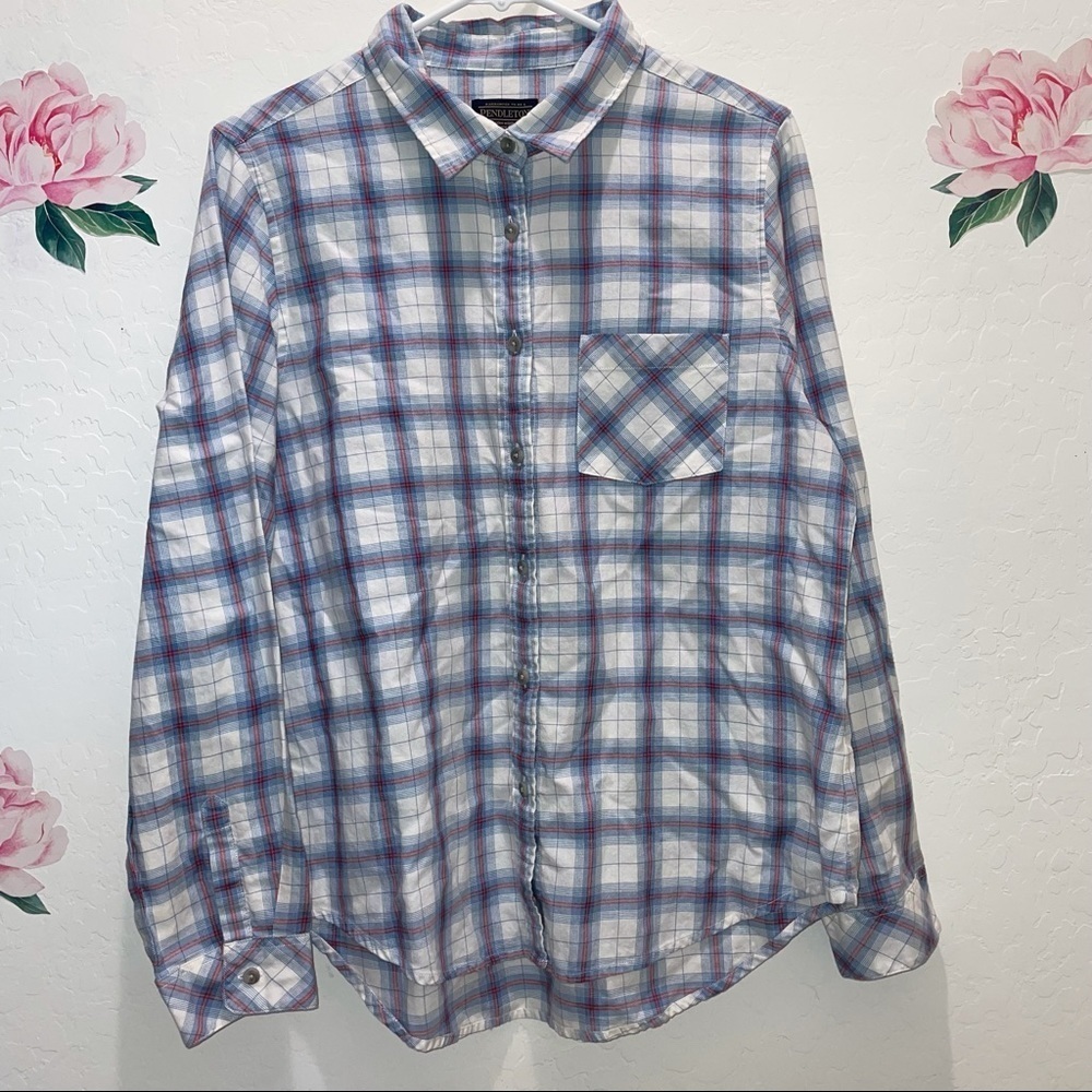 Pendleton Plaid Button Down Shirt Size L - image 1